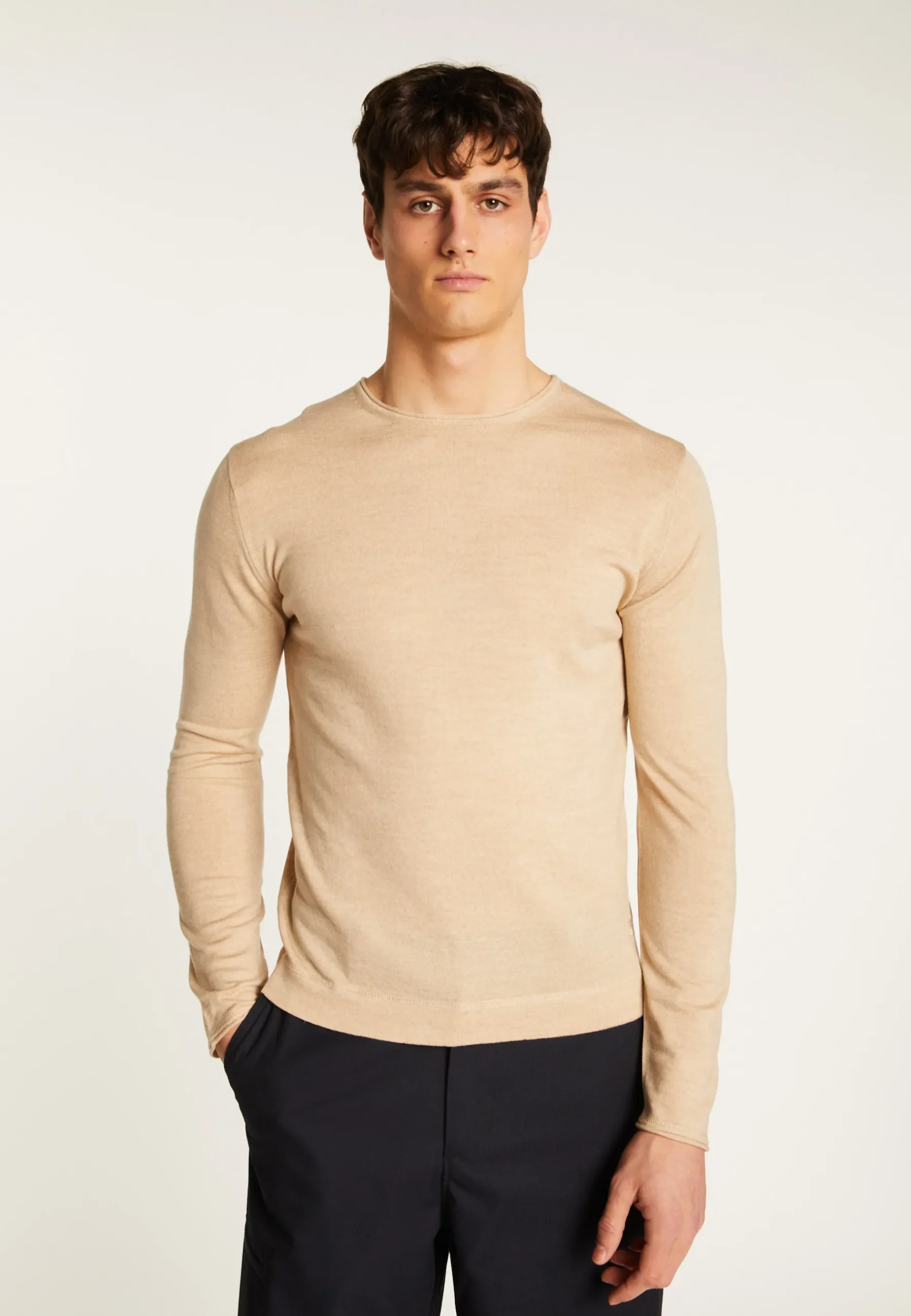 Montagut Pulls-Pull col rond en laine mérinos - Erin 12-Beige clair