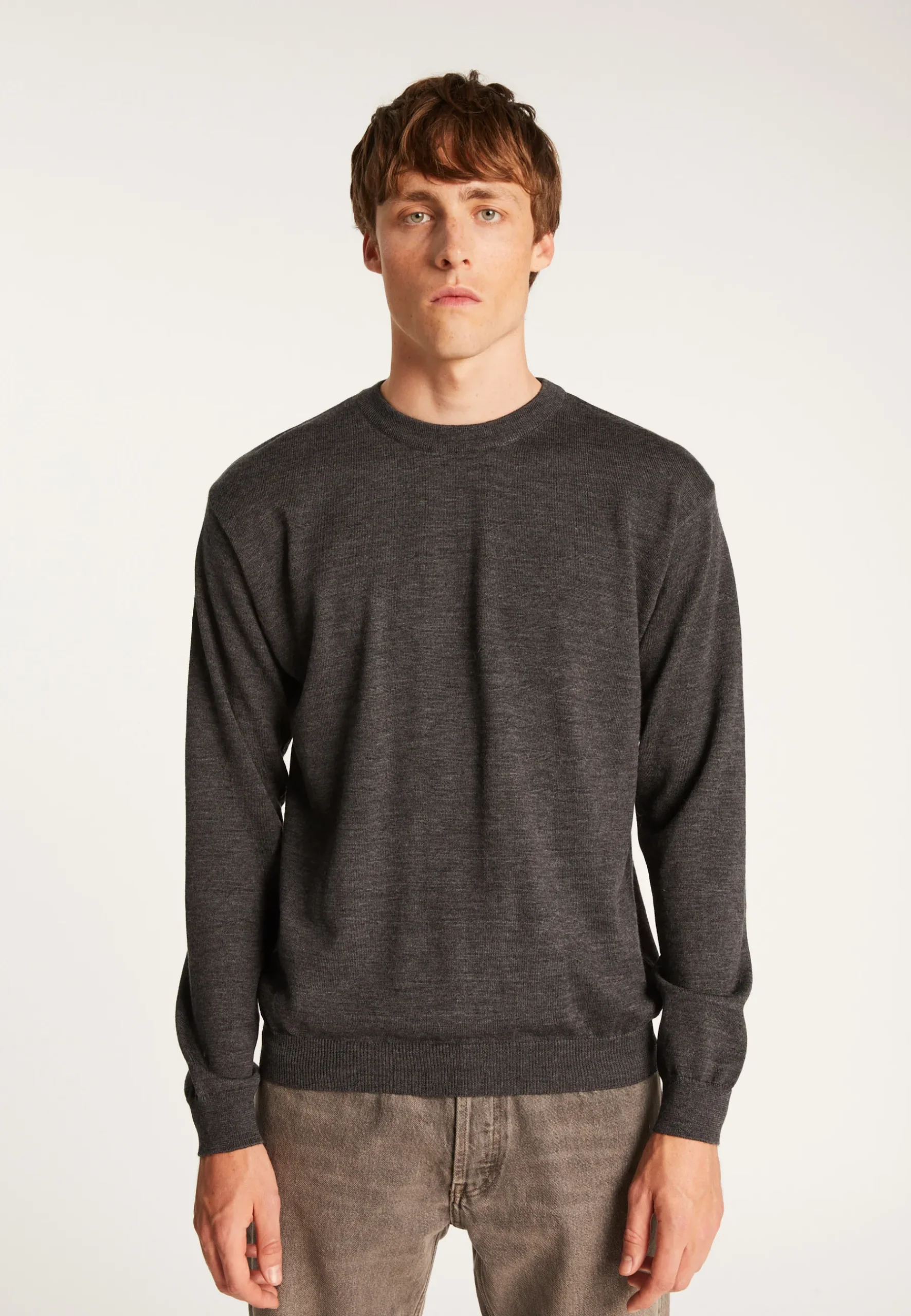 Montagut Pulls-Pull col rond en laine mérinos - Thierry 10-Gris foncé