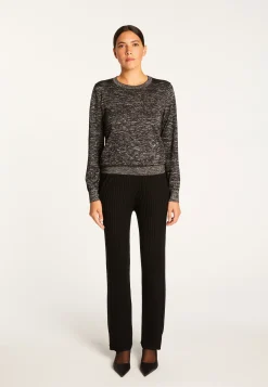 Montagut Pulls-Pull col rond en laine mérinos lurex - Asena Lux 01-Noir