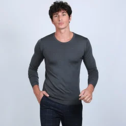 Montagut Pulls-Pull col rond en laine mérinos - Eddie 10-Gris foncé