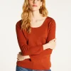 Montagut Pulls-Pull col rond en laine mérinos maille fine - Altesa 92-Rouille