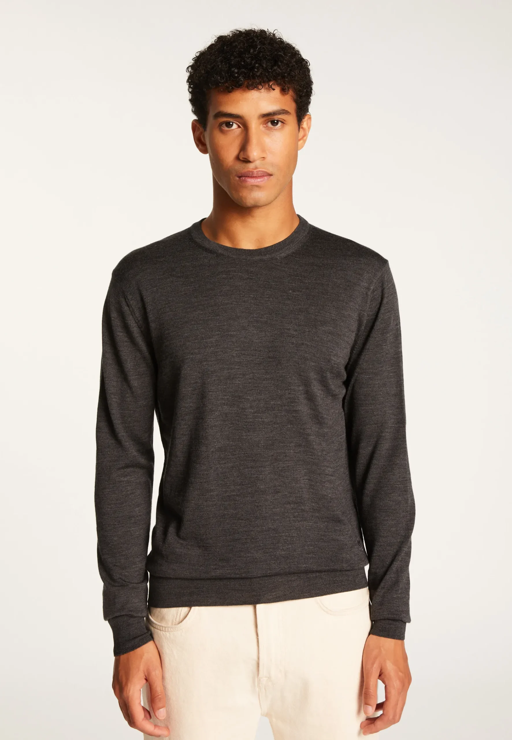 Montagut Pulls-Pull col rond en laine mérinos - Eddie 10-Gris foncé
