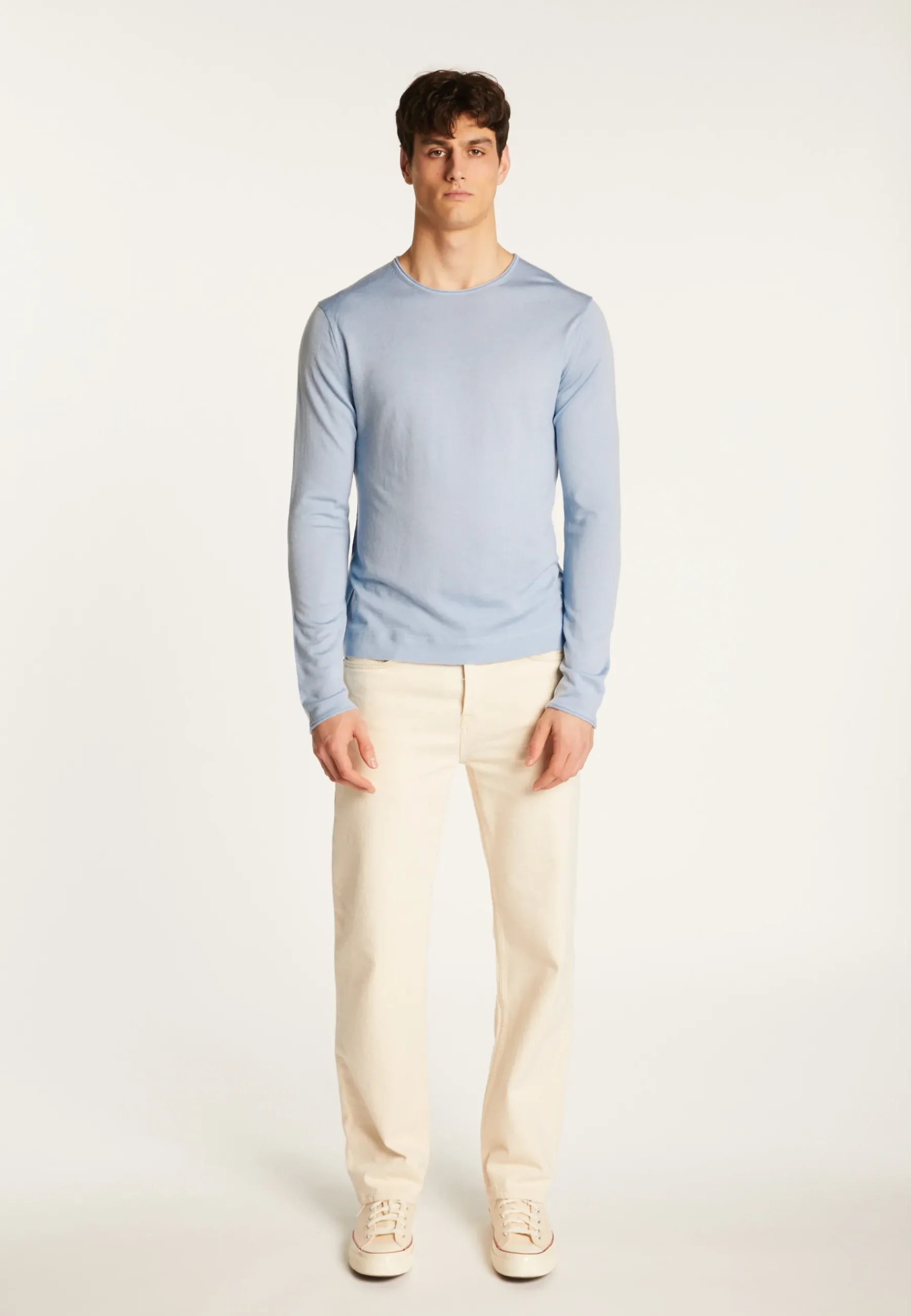 Montagut Pulls-Pull col rond en laine mérinos - Erin 77-Bleu ciel