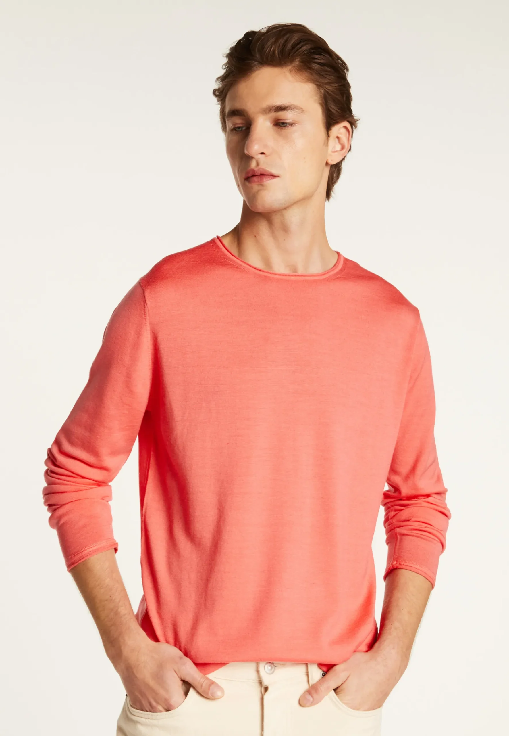 Montagut Pulls-Pull col rond en laine mérinos - Erin 24-Rose clair