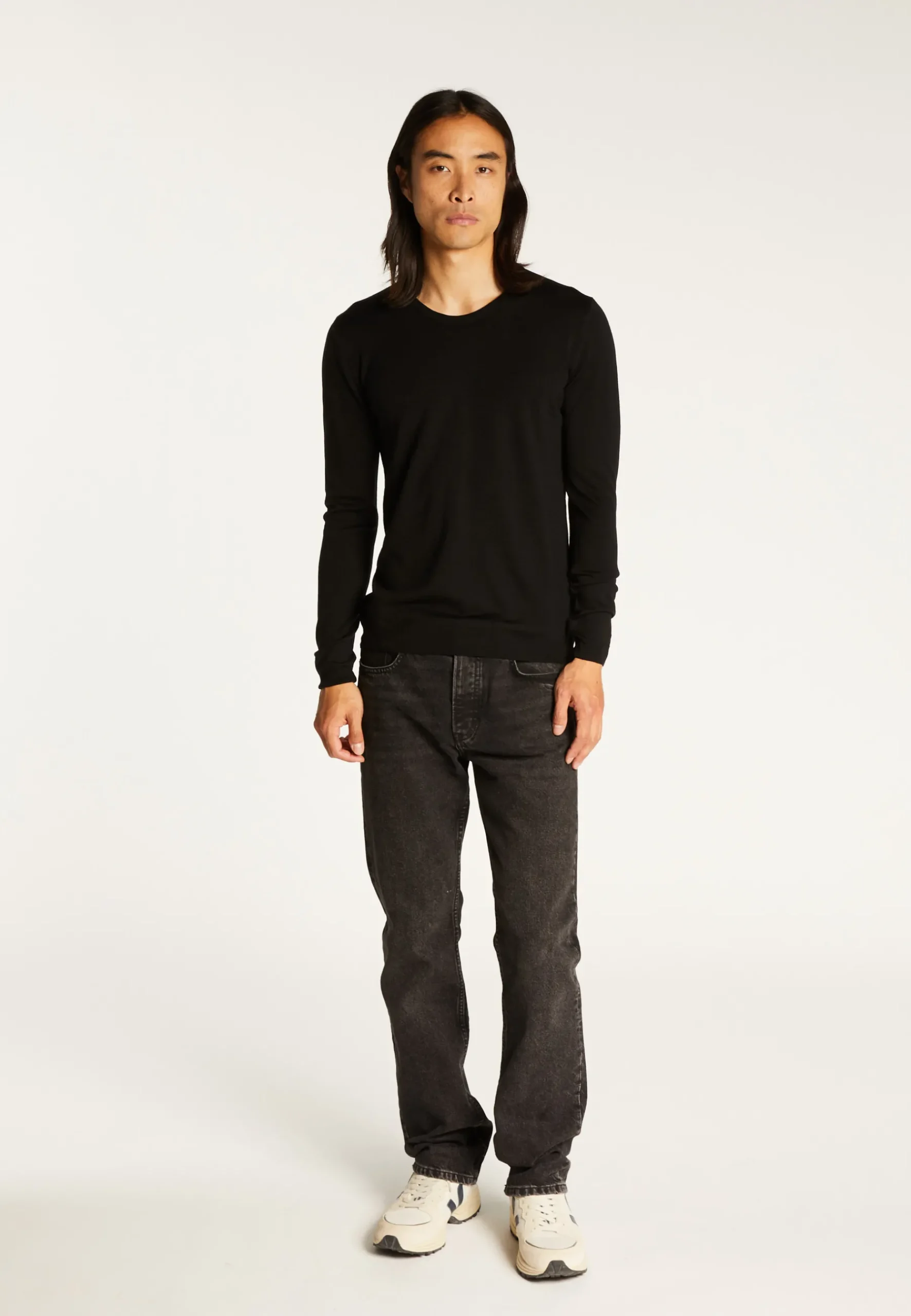Montagut Pulls-Pull col rond en laine mérinos - Eddie 01-Noir