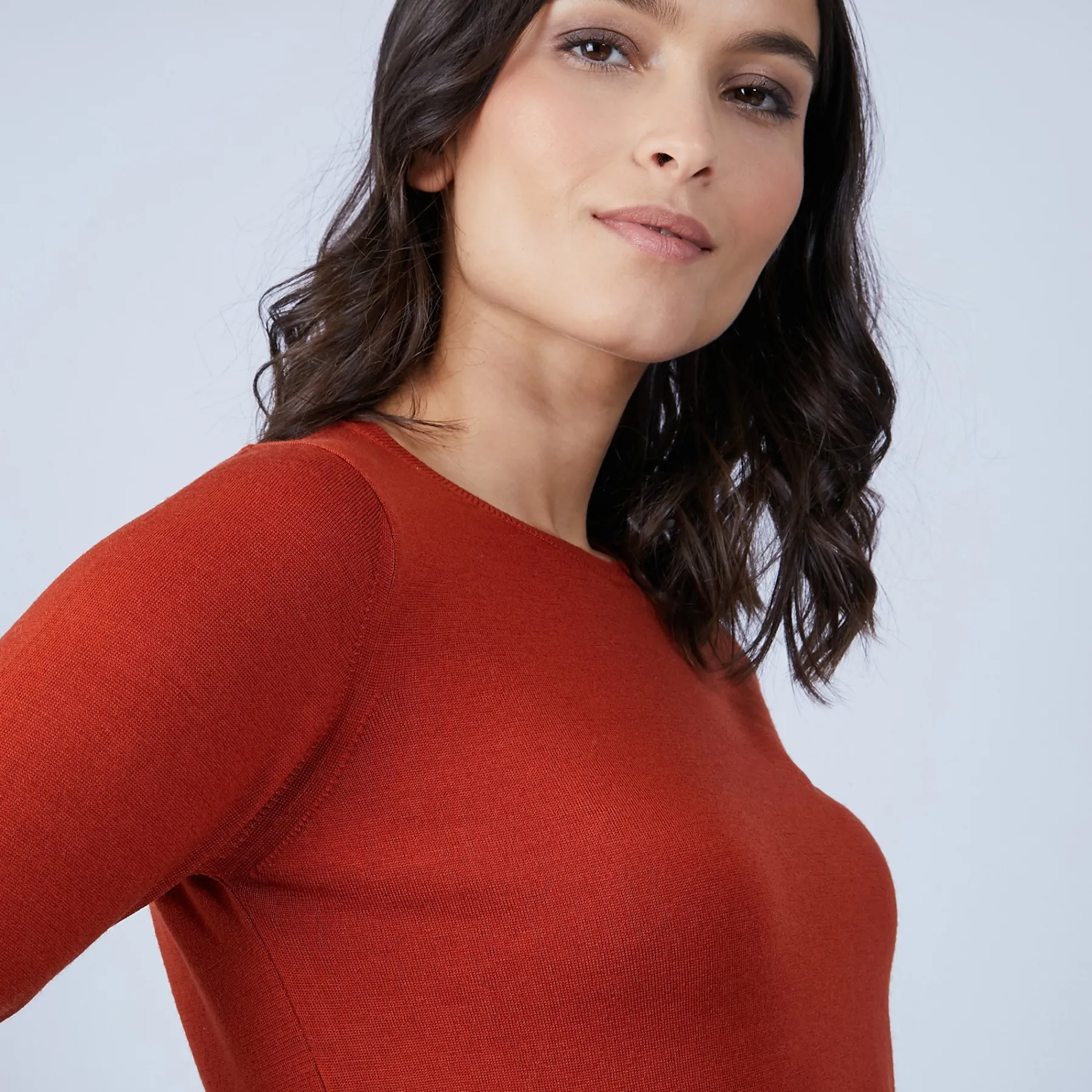 Montagut Les Incontournables-Pull col rond en laine mérinos - Berenice 46-Marron clair