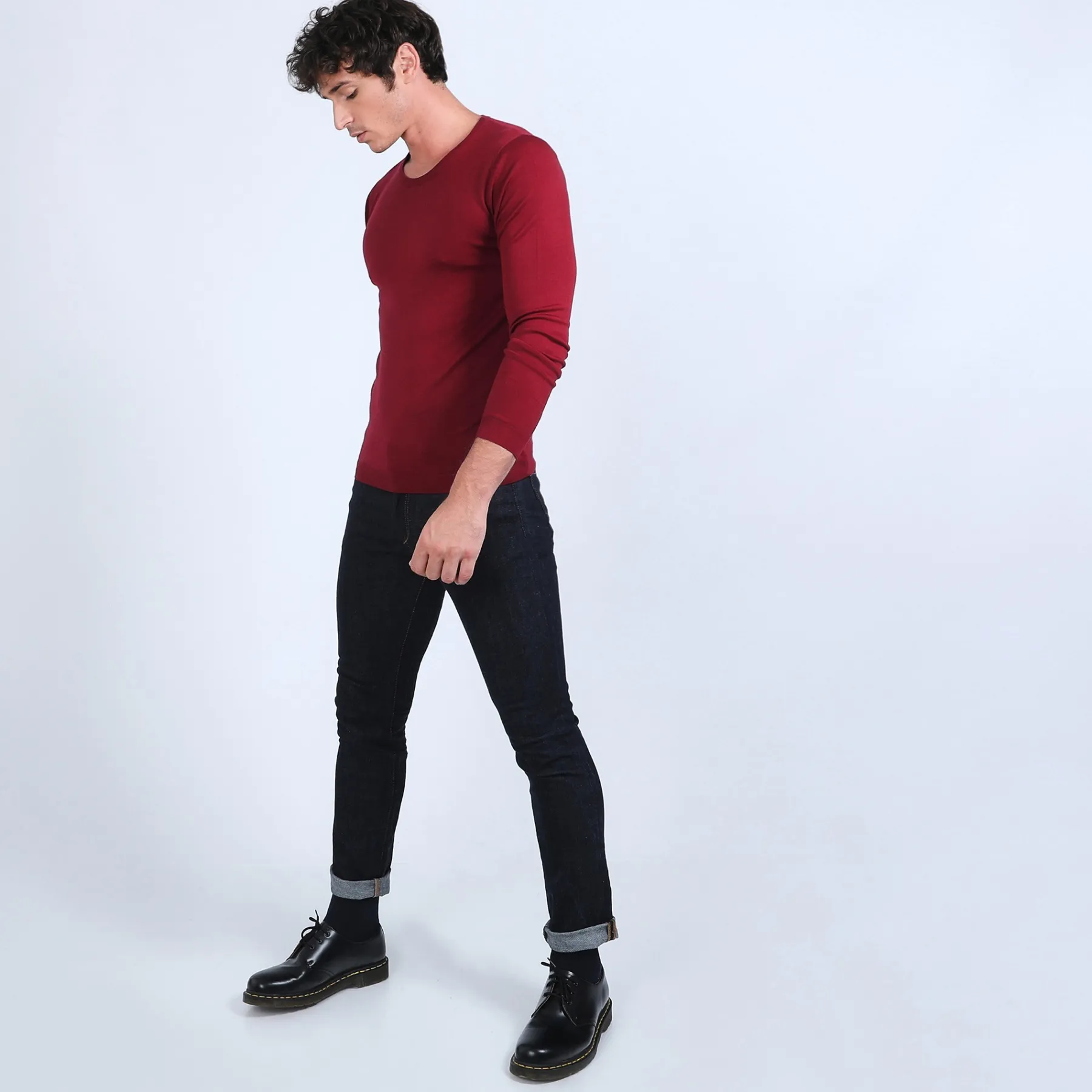 Montagut Pulls-Pull col rond en laine mérinos - Eddie 51-Bordeaux