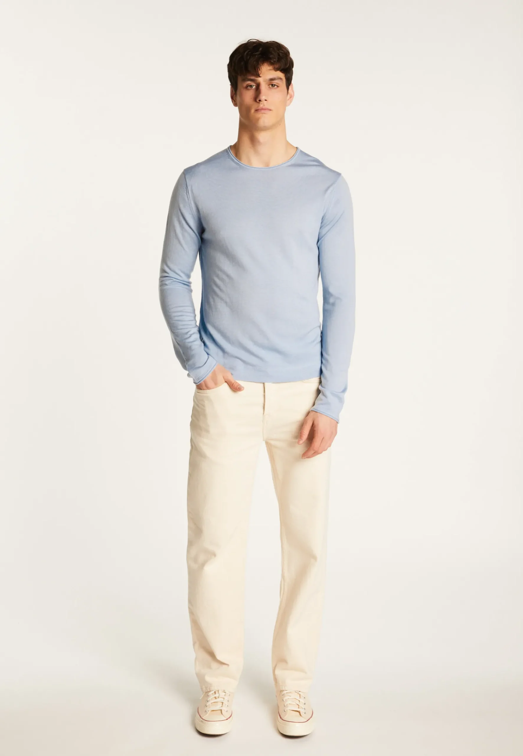 Montagut Pulls-Pull col rond en laine mérinos - Erin 77-Bleu ciel