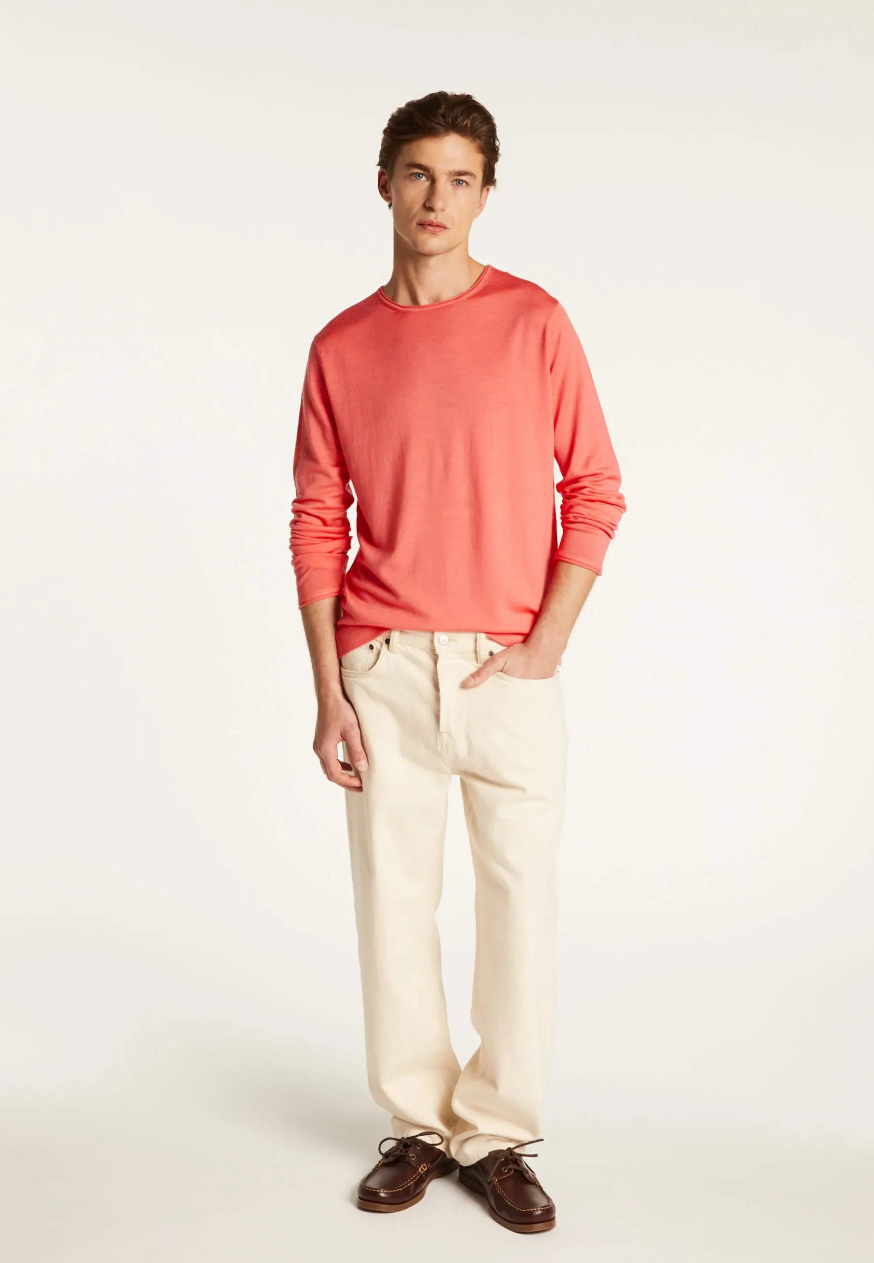 Montagut Pulls-Pull col rond en laine mérinos - Erin 24-Rose clair