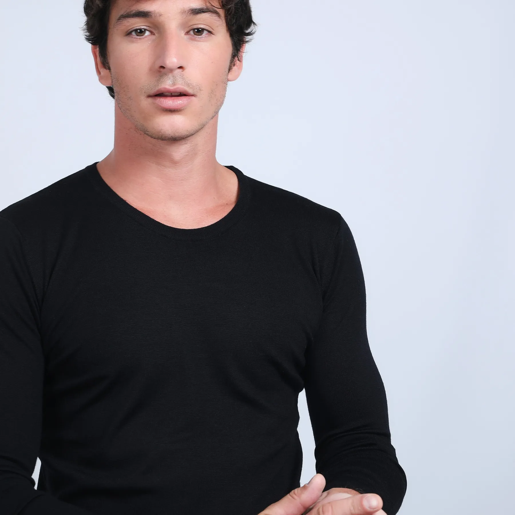 Montagut Pulls-Pull col rond en laine mérinos - Eddie 01-Noir