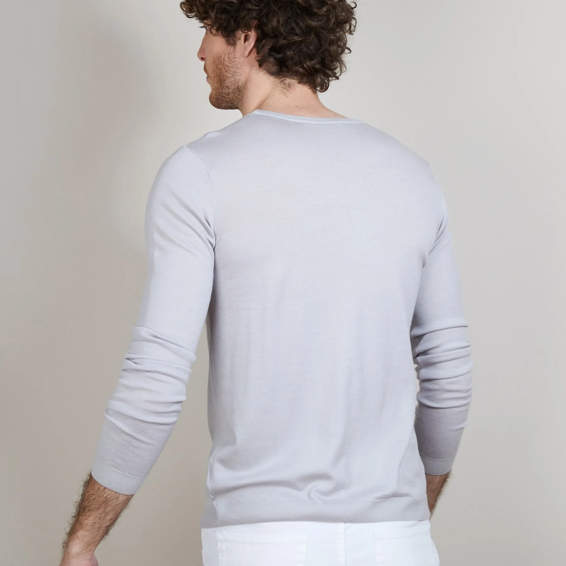 Montagut Pulls-Pull col rond en laine mérinos - Eddie 11-Gris clair