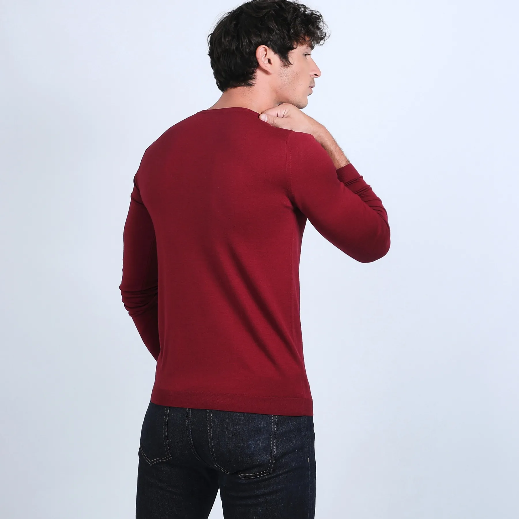 Montagut Pulls-Pull col rond en laine mérinos - Eddie 51-Bordeaux