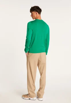 Montagut Pulls-Pull col rond en laine mérinos - Luciano 22-Vert moyen