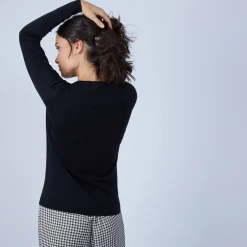 Montagut Les Incontournables-Pull col rond en laine mérinos - Berenice 01-Noir