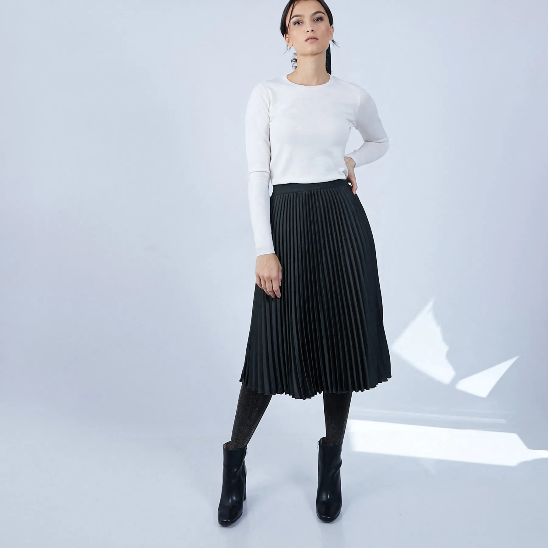 Montagut Les Incontournables-Pull col rond en laine mérinos - Berenice 02-Blanc