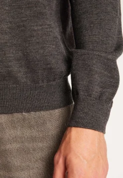 Montagut Pulls-Pull col rond en laine mérinos - Thierry 10-Gris foncé