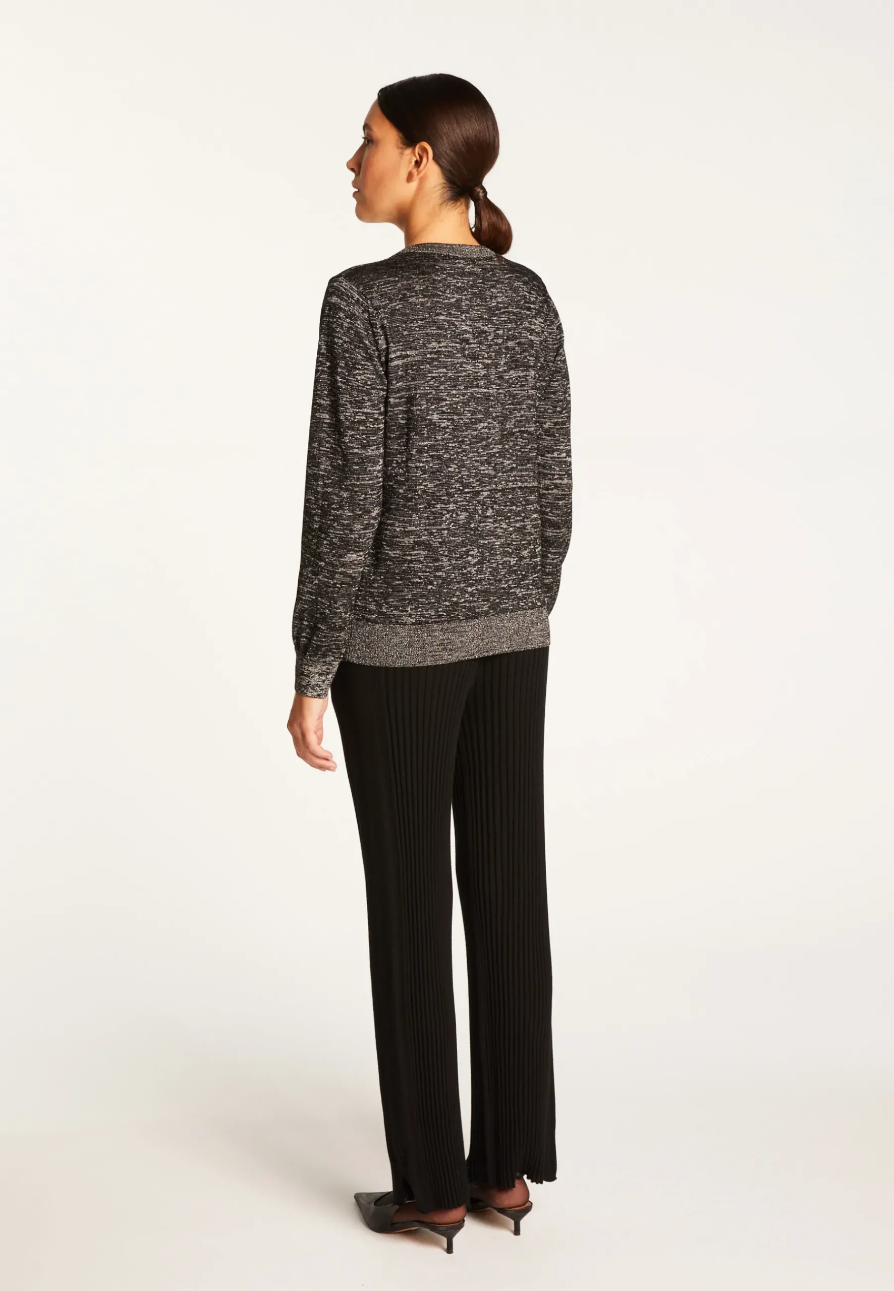 Montagut Pulls-Pull col rond en laine mérinos lurex - Asena Lux 01-Noir