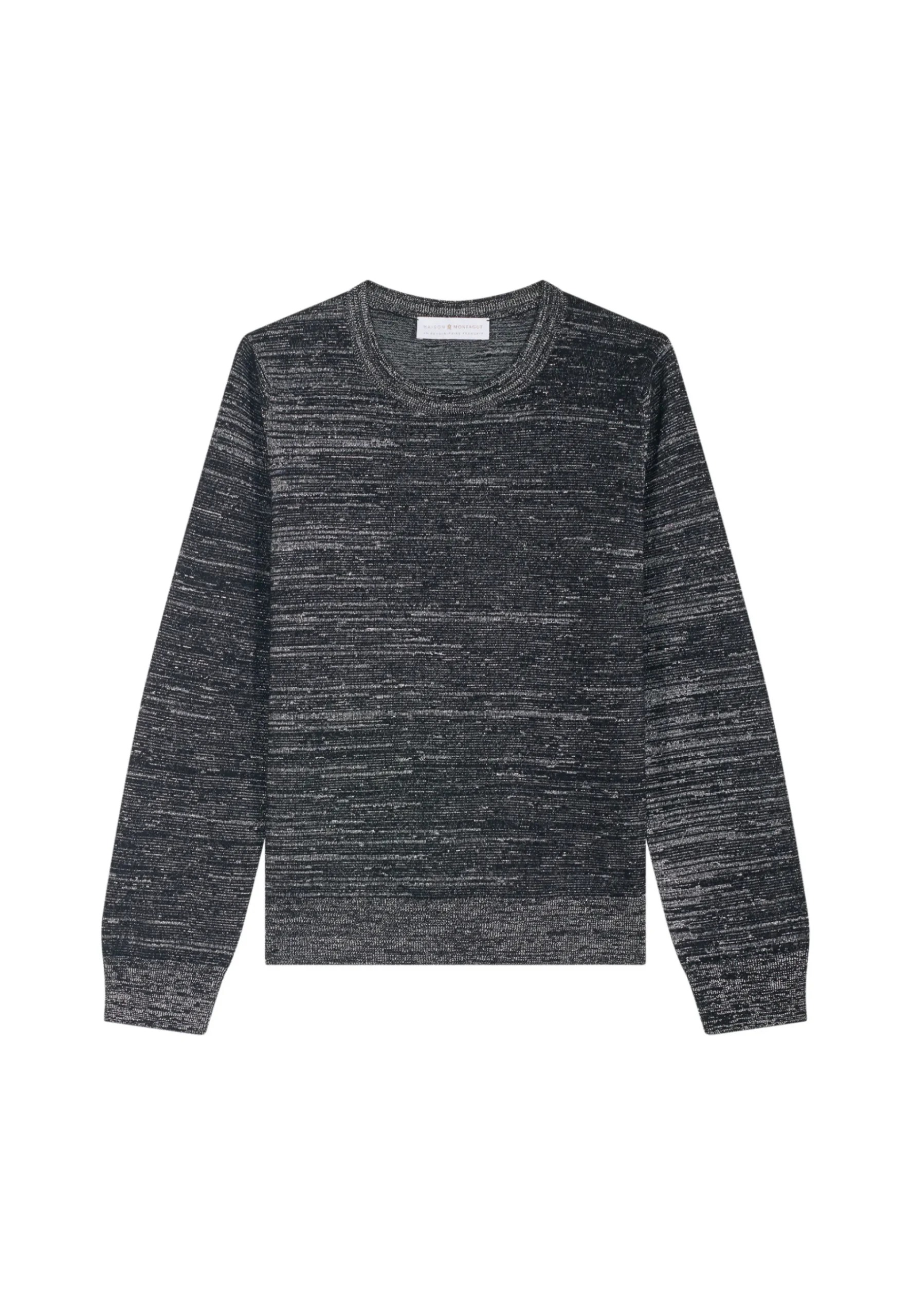Montagut Pulls-Pull col rond en laine mérinos lurex - Asena Lux 01-Noir