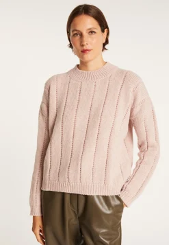 Montagut Pulls-Pull col rond en laine nylon - Gustave 24-Rose clair