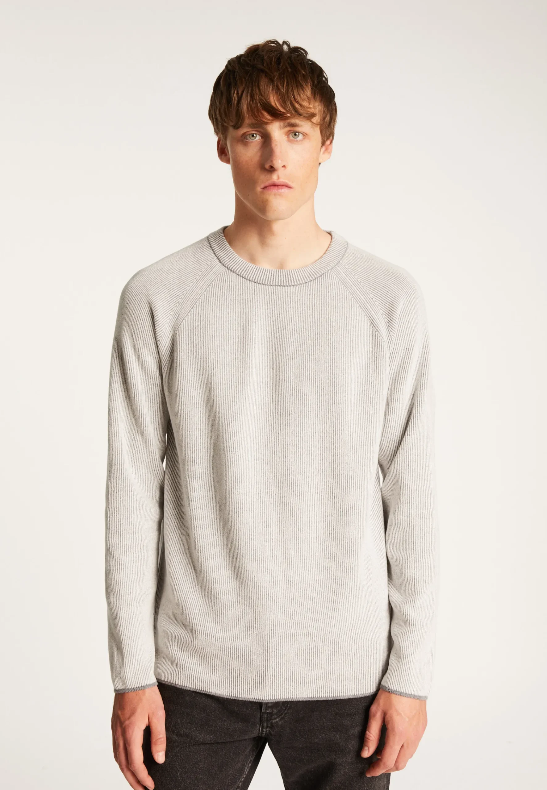Montagut Pulls-Pull col rond en laine velours - Tino 09-Gris moyen