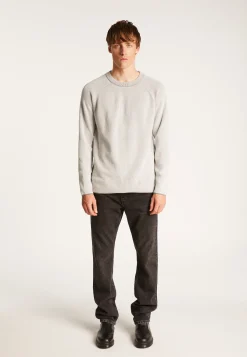 Montagut Pulls-Pull col rond en laine velours - Tino 09-Gris moyen