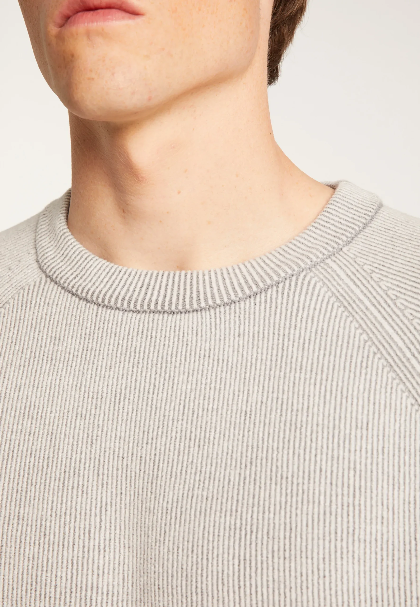 Montagut Pulls-Pull col rond en laine velours - Tino 09-Gris moyen