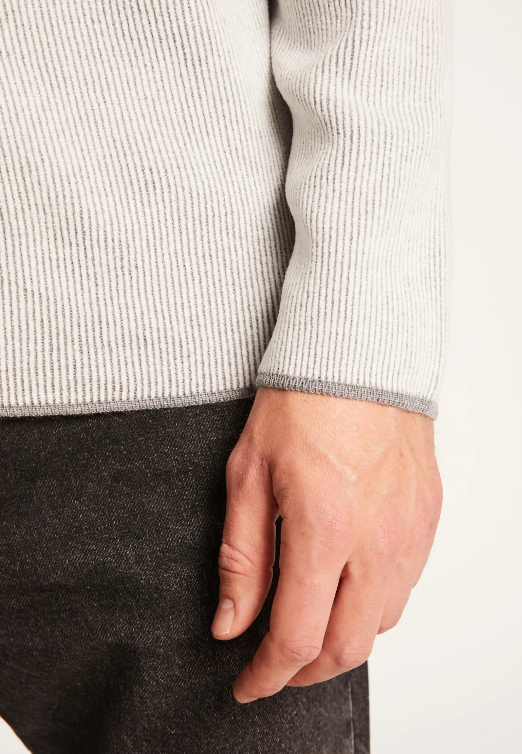 Montagut Pulls-Pull col rond en laine velours - Tino 09-Gris moyen