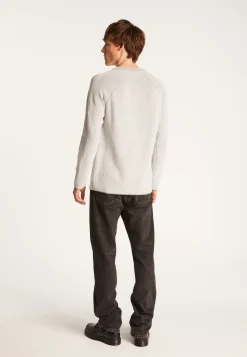 Montagut Pulls-Pull col rond en laine velours - Tino 09-Gris moyen