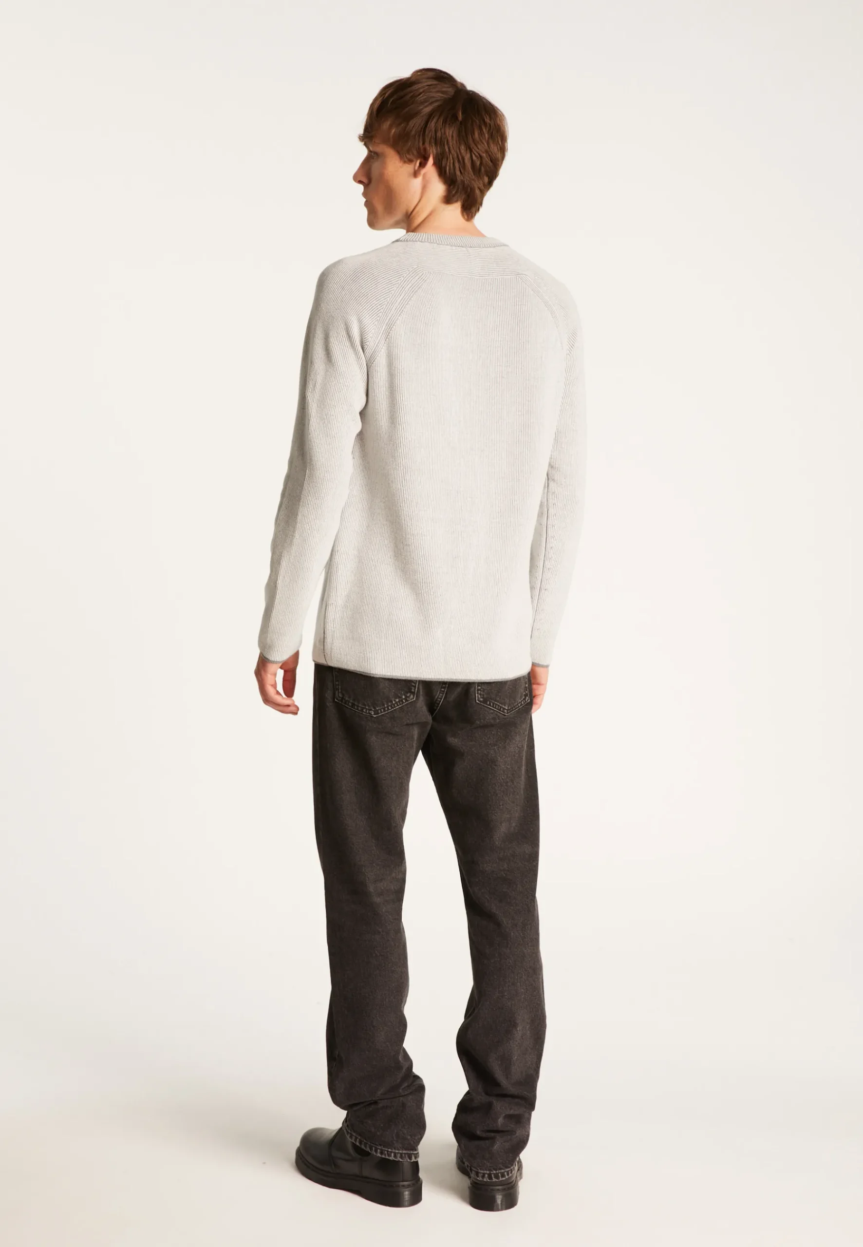 Montagut Pulls-Pull col rond en laine velours - Tino 09-Gris moyen