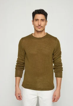 Montagut Pulls-Pull col rond en lin - Rudy 83-Kaki