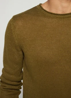 Montagut Pulls-Pull col rond en lin - Rudy 83-Kaki
