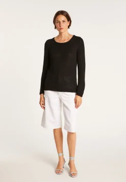 Montagut Pulls-Pull col rond en soie coton et laine - Benji 01-Noir