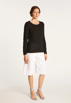 Montagut Pulls-Pull col rond en soie coton et laine - Benji 01-Noir