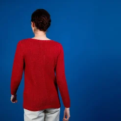 Montagut Pulls-Pull col rond en soie coton et laine - Benji 26-Rose foncé
