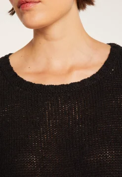 Montagut Pulls-Pull col rond en soie coton et laine - Benji 01-Noir