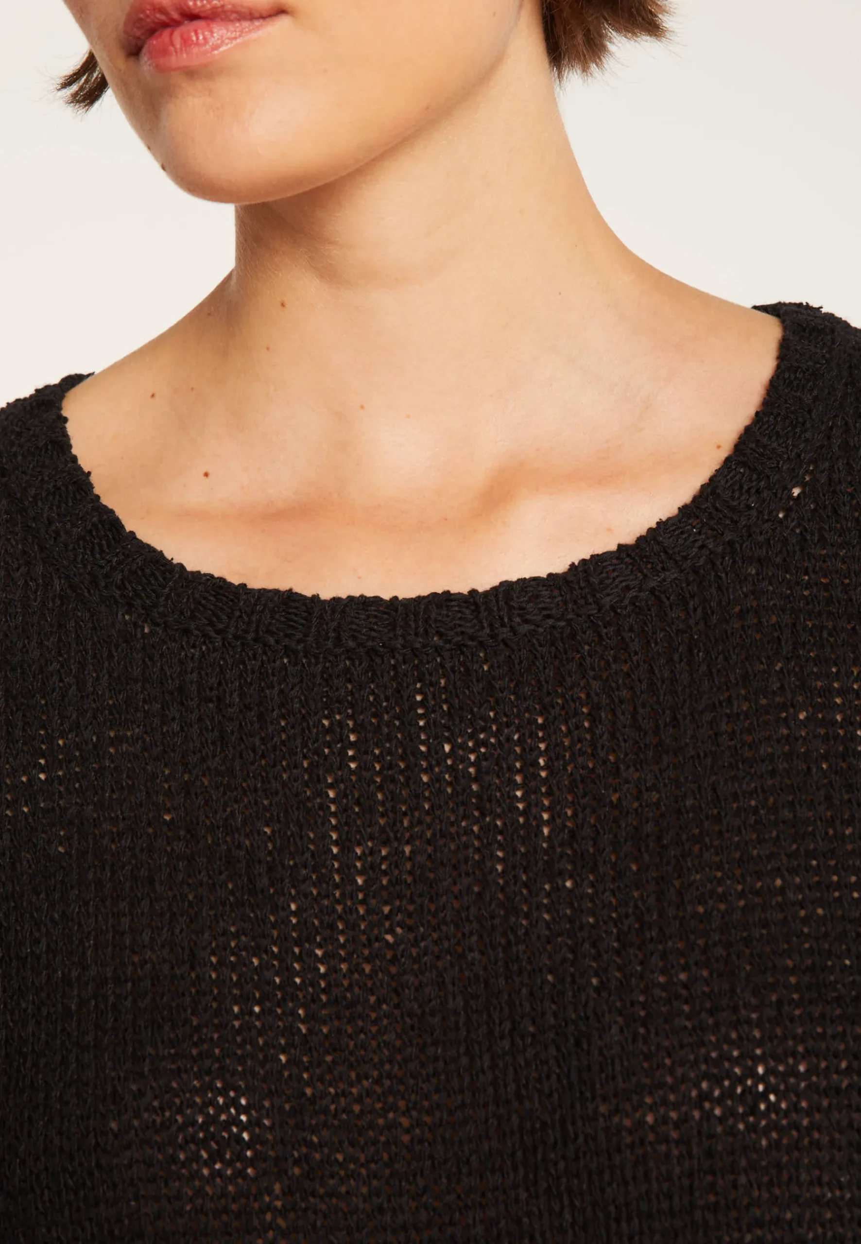 Montagut Pulls-Pull col rond en soie coton et laine - Benji 01-Noir