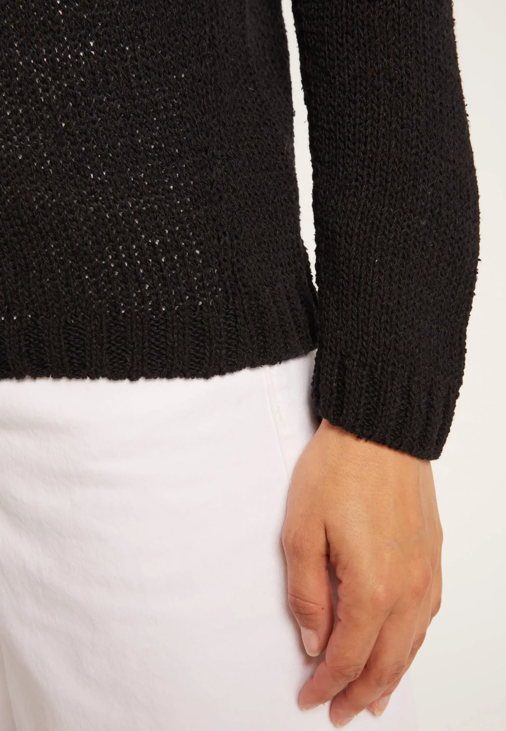 Montagut Pulls-Pull col rond en soie coton et laine - Benji 01-Noir
