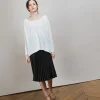 Montagut Pulls-Pull col rond en viscose crepe - Babouche 82-Ecru