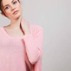 Montagut Pulls-Pull col rond en viscose crepe - Babouche 25-Rose moyen