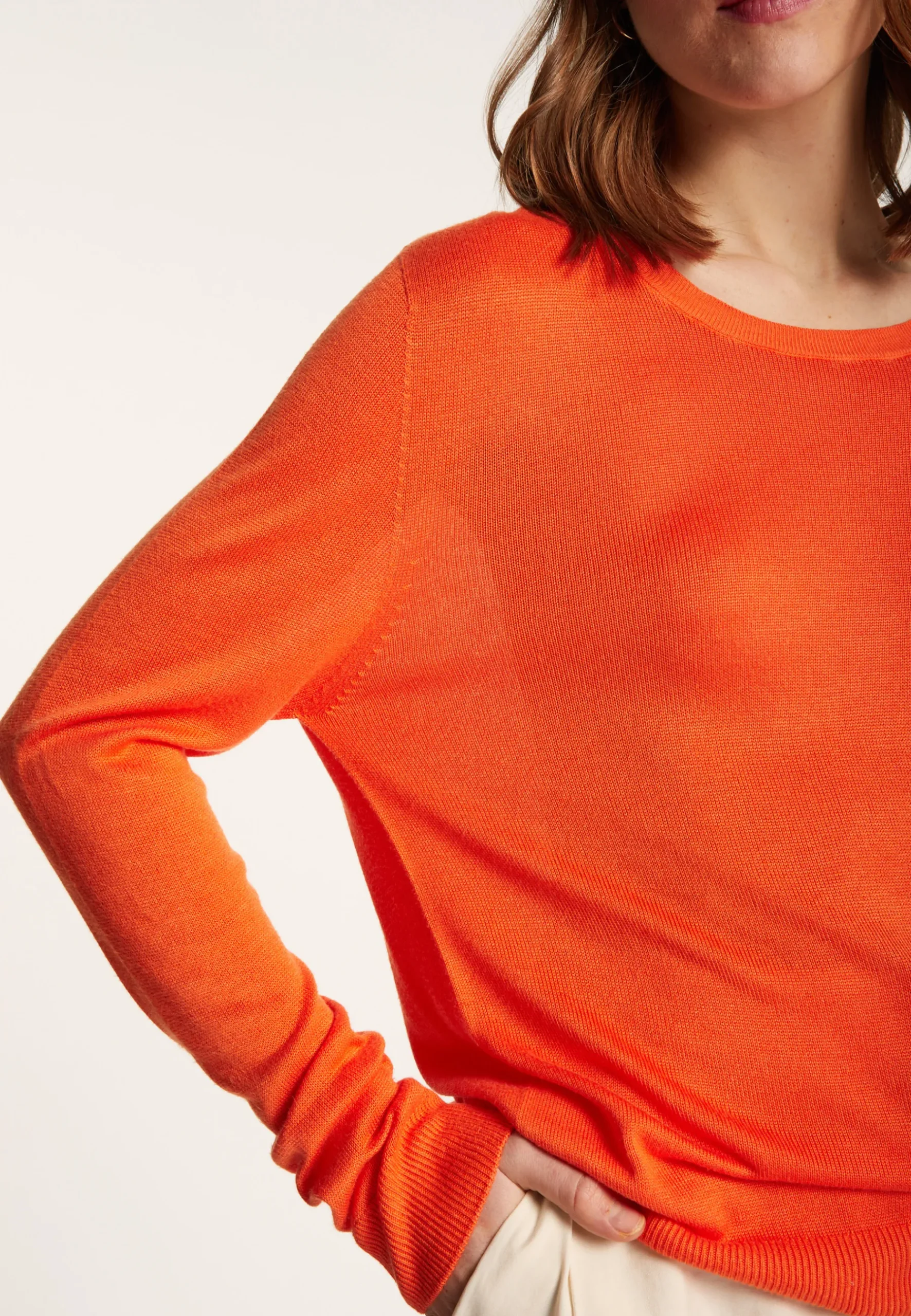 Montagut Pulls-Pull col rond en viscose et soie - Ninon 15-Orange