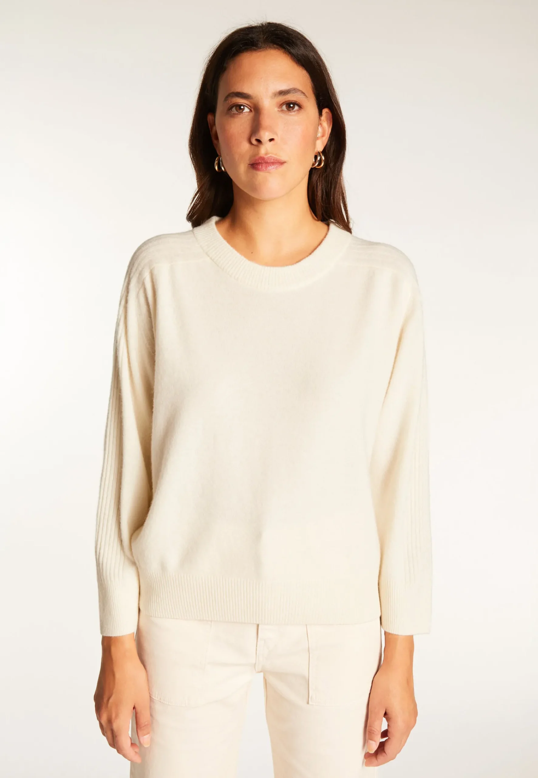 Montagut Pulls-Pull col rond laine mérinos - Rosalie 82-Ecru