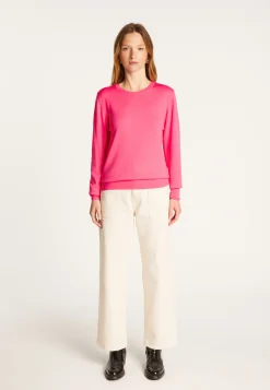 Montagut Les Incontournables-Pull col rond laine mérinos - Asena 91-Fuchsia