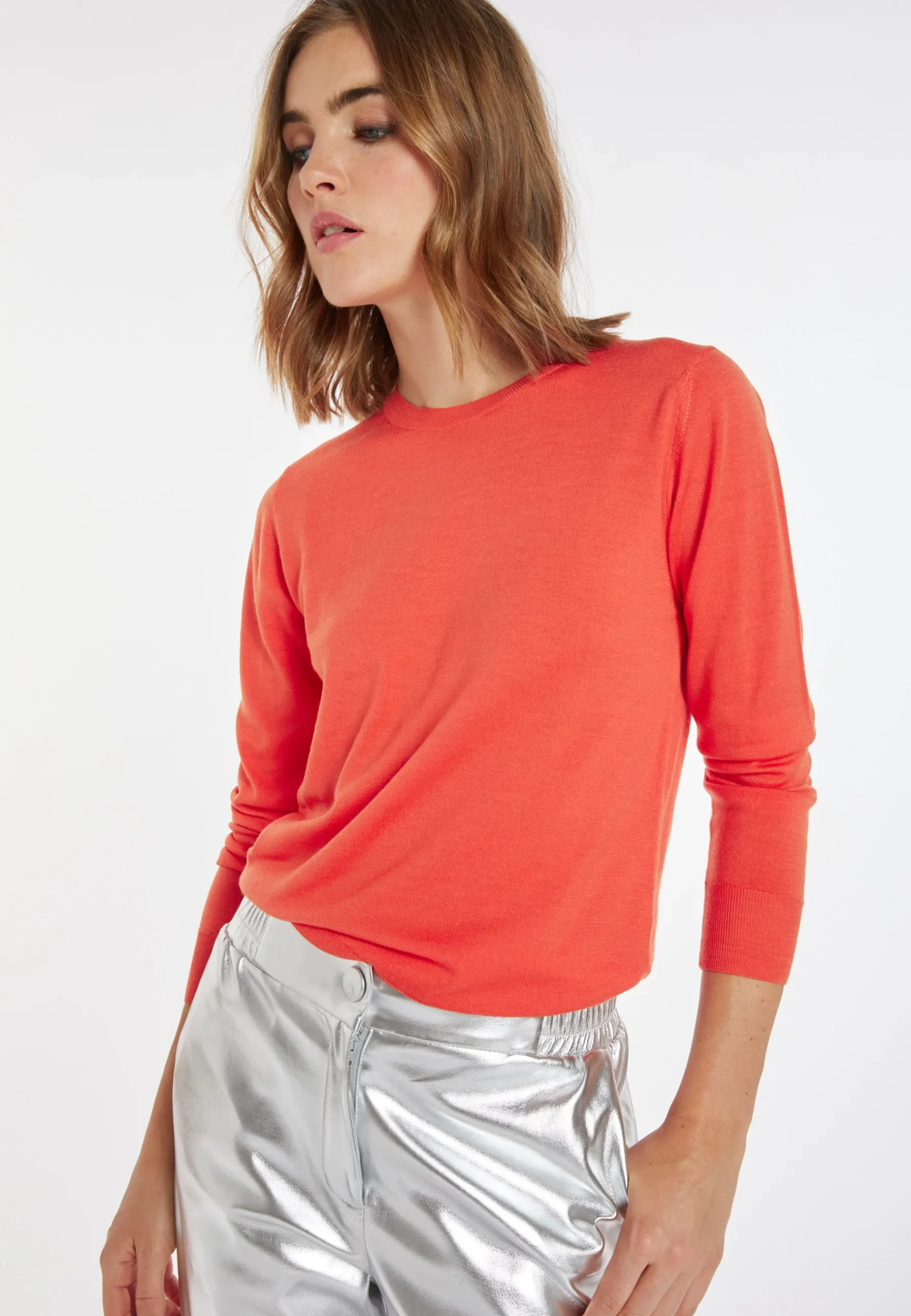 Montagut Les Incontournables-Pull col rond laine mérinos - Asena 15-Orange