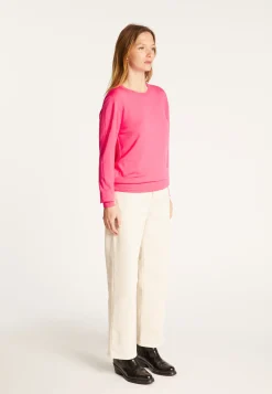 Montagut Les Incontournables-Pull col rond laine mérinos - Asena 91-Fuchsia