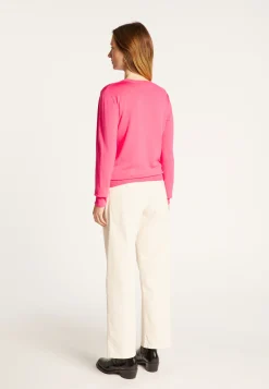 Montagut Les Incontournables-Pull col rond laine mérinos - Asena 91-Fuchsia