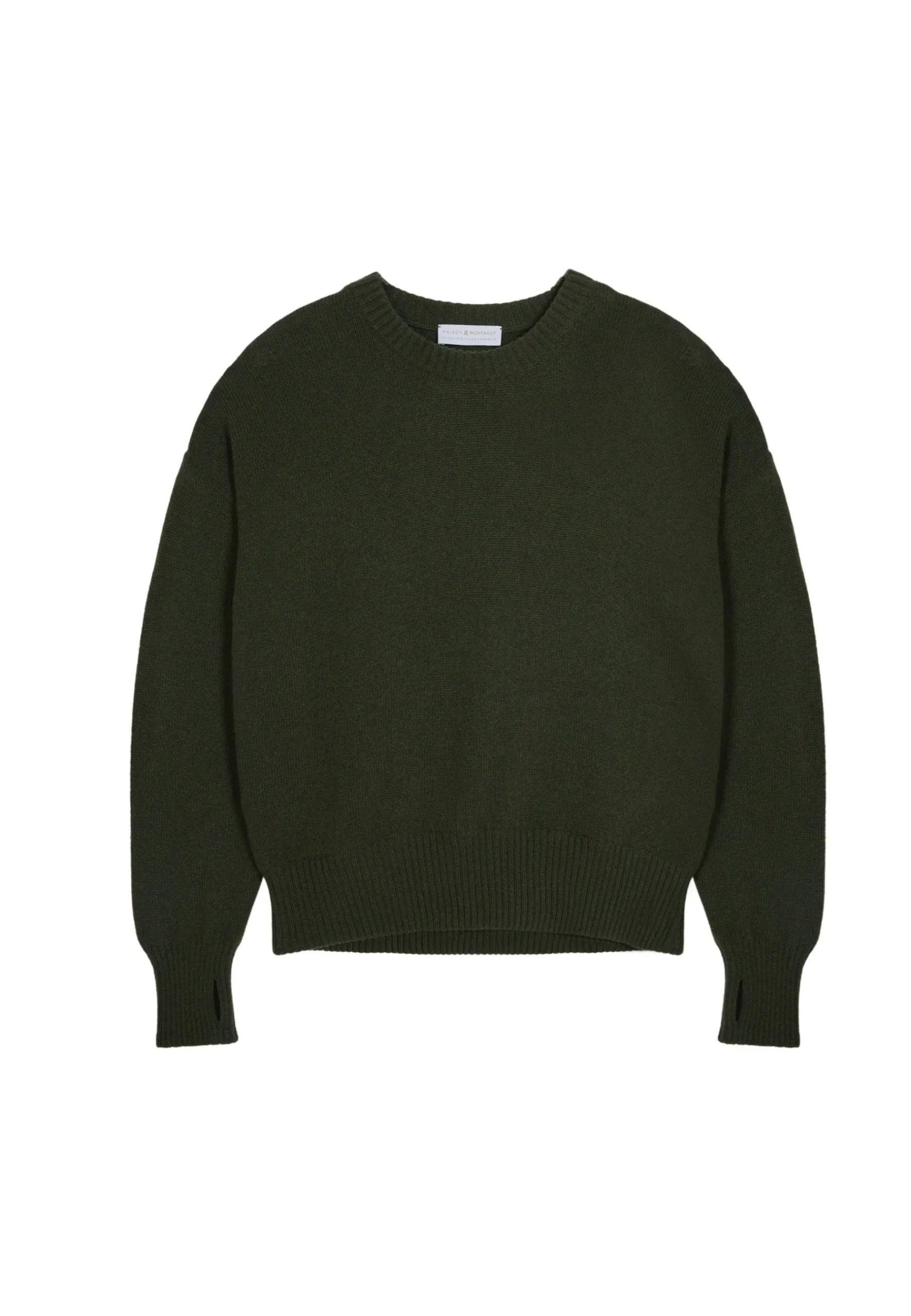 Montagut Pulls-Pull col rond manches mitaines en laine et cachemire - Gemma 83-Kaki