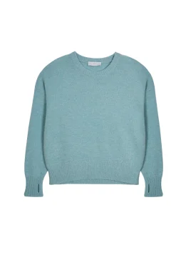 Montagut Pulls-Pull col rond manches mitaines en laine et cachemire - Gemma 94-Vert amande