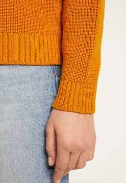 Montagut Pulls-Pull col rond épaule boutonnée en laine mérinos - Gao 89-Moutarde