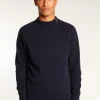 Montagut Pulls-Pull col rond zip épaule en cachemire mélangé - Tiam 05-Bleu marine