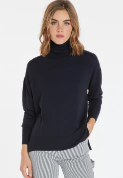 Montagut Les Incontournables-Pull col roulé à fentes laine mérinos - Amy 05-Bleu marine